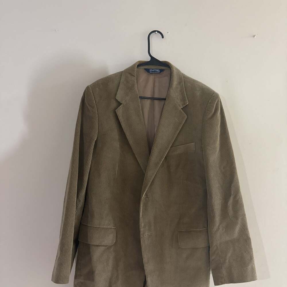 Stafford Men's Corduroy Blazer Sport Coat Beige/Tan Lined Jacket